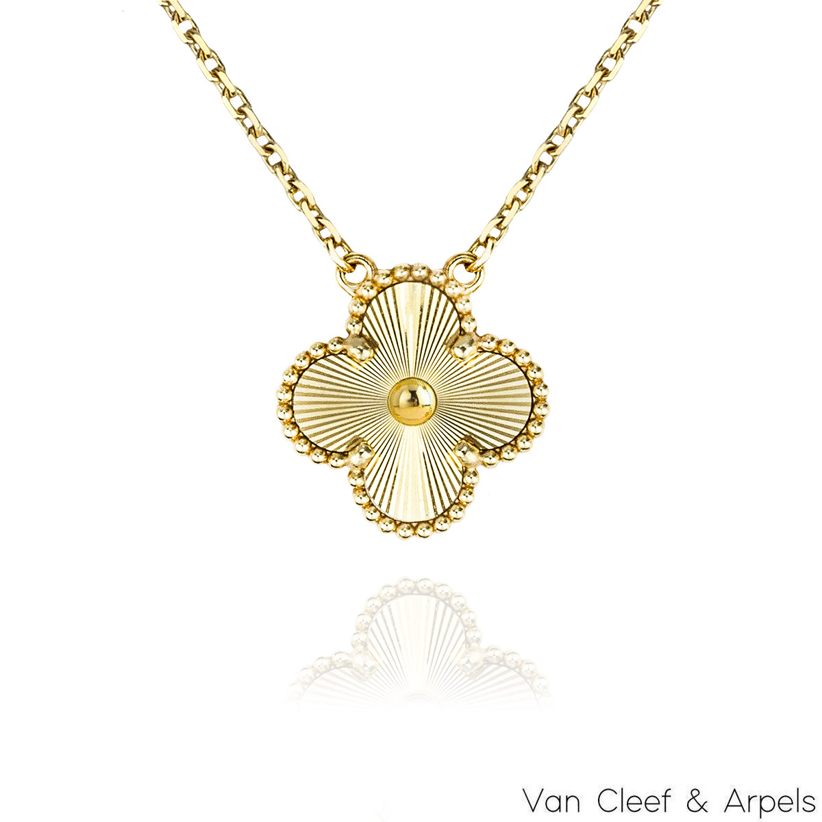 Van Cleef & Arpels Yellow Gold Guilloche Vintage Alhambra Necklace VCARP4KL00 Van Cleef & Arpels Yellow Gold Guilloche Vintage Alhambra Necklace VCARP4KL00
